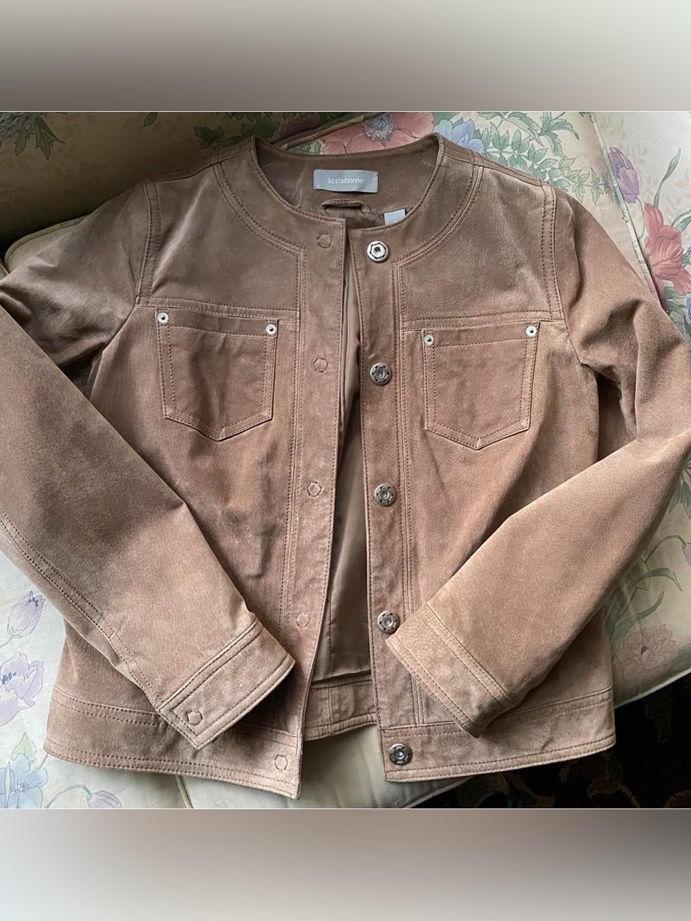 Liz Claiborne Girls' Brown Suede Jean-Style Jacket